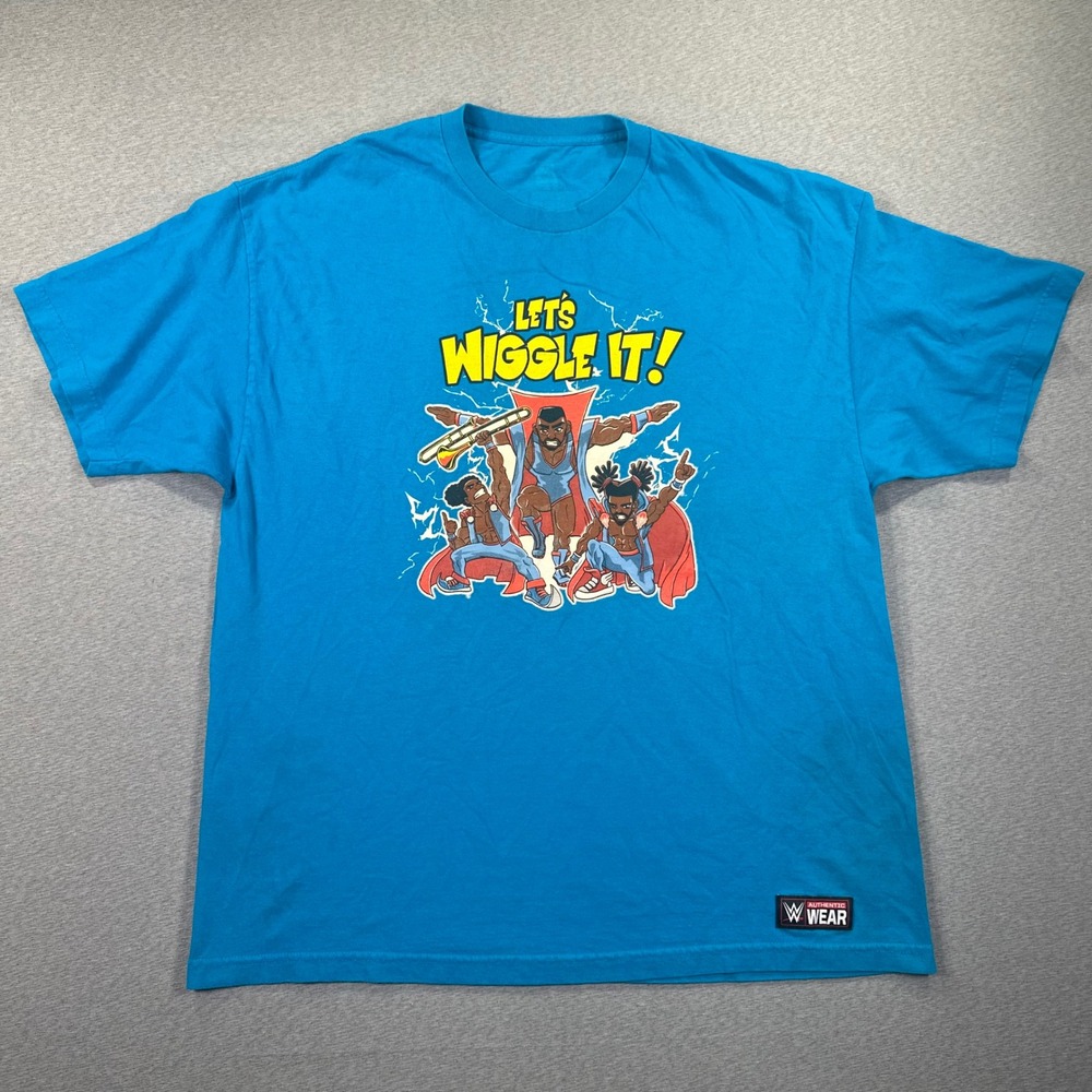 WWE The New Day Lets Wiggle‎ It Graphic T-Shirt Blue Mens XL Wrestling Tee